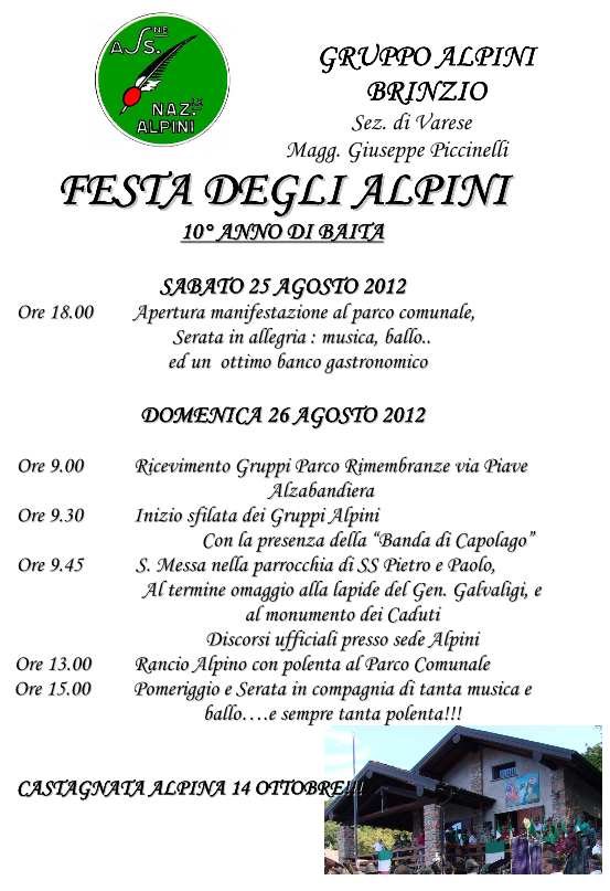festa degli alpini brinzio 25 - 26 agosto 2012